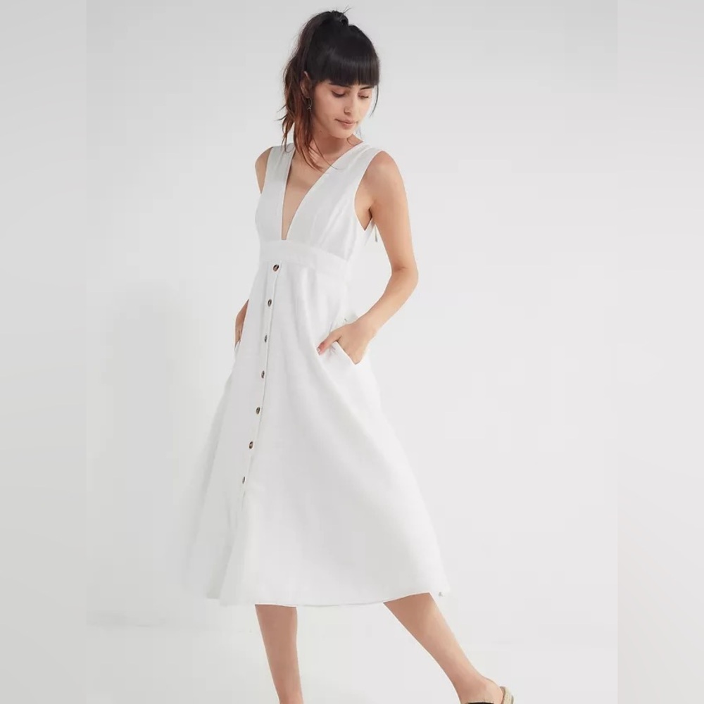 Urban Outfitters White Sleeveless Midi Sundress - Picture 3 of 6